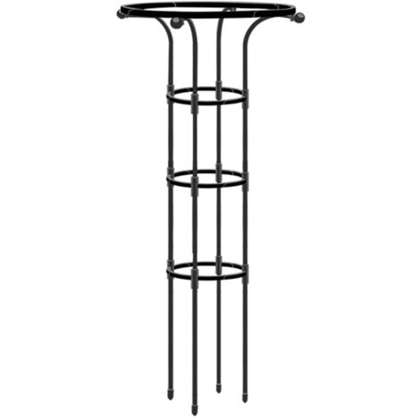 Support pour Plantes Grimpantes en Tube de Métal Plastifié avec Cercle Supérieur - Noir/Blanc - Dimensions 125cm/155cm x 20cm/25cm/28cm (1/5)