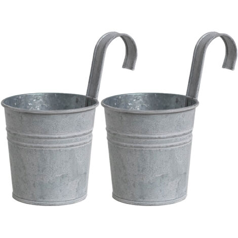 Jardinière en Métal avec Pot de Fleurs Étaillé, 2 Pièces TIN Blanc avec Trou Drainage, Design Novel pour Bureau et Table (1/5)
