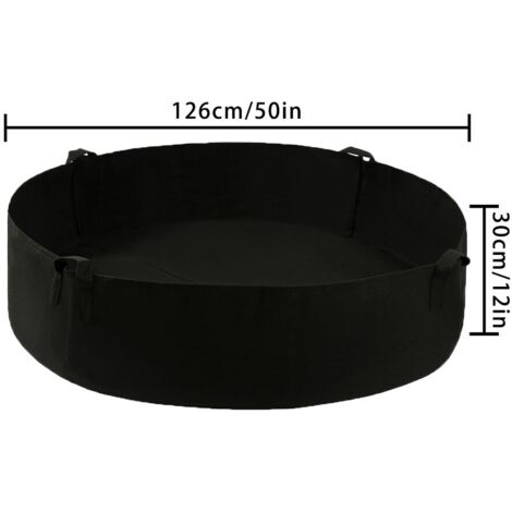 Sac de culture en tissu fibre chimique 100 gallons noir (126x30 cm) avec anses portables pour jardinage écologique (1/3)