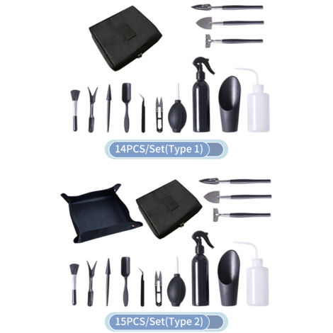 Kit de Transplantation Succulent & Plantes Miniatures avec Tablette de Jardinage Imperméable, 14/15PCS (1/5)