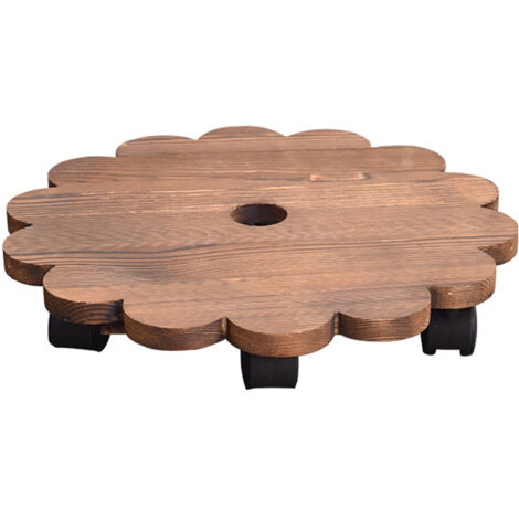 Plateau de Transport avec Roulettes en Bois pour Pots de Fleurs Protège Sol 4 Tailles (Diamètre 20cm/25cm/30cm/35cm) Stable & Mobile Roues avec Frein (1/5)