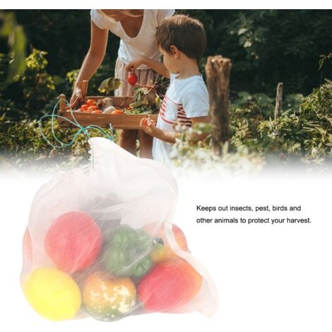 Sacs en Filet Protégés Sachets Réutilisables 50 Unités Polyéthylène L 40x45cm Protecteur Fruits Jardins Insectes Oiseaux (1/5)