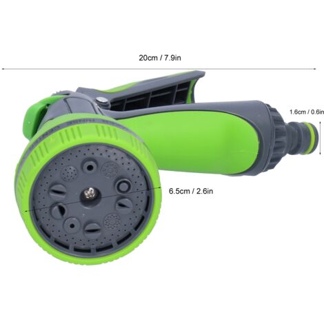 Garden Hose Nozzle [Jet Pistole à 10 Effets] ABS+TPR – 20cm/6.5cm avec Rosière Haute Pression, Multipurpose Irrigation Lavage Voiture (1/5)