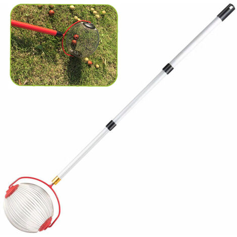Ramassoir roulant extensible + modèle 2023 + aluminium léger + filet acier - Pour noix, châtaignes et noisettes - Longueur manche 70-127 cm (1/5)