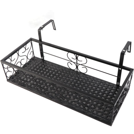 Porte-pot de Balcon en Fer forgé  Support de Fenêtre Suspendu pour Suspendu pour Plantes Succulentes  30/50/60x20x12cm  Noir ou Blanc  Antirust  1 Pièce (1/5)