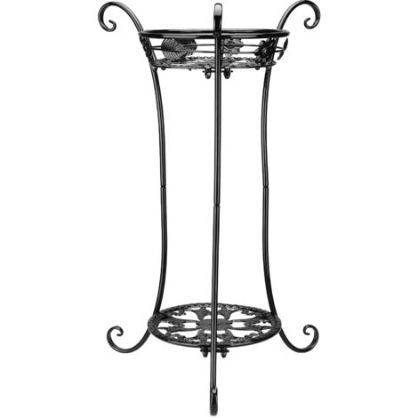 Support pour plantes et accessoires de jardin en fer à 2 niveaux - Noir - 15x25,6 pouces - Stand solide, ventilé et facile à installer (1/5)