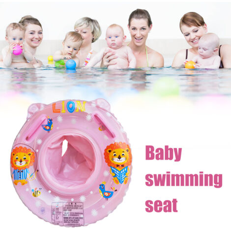 [Anneau de Natation pour Bébé] Gilet Flottant pour Enfant avec Siège, Gonflage Double Chambre pour Piscine ou Baignoire, PVC 0.25mm, Taille 50x50cm, Bleu ou Rose, Pour 6 à 36 mois (Support jusqu'à 24 