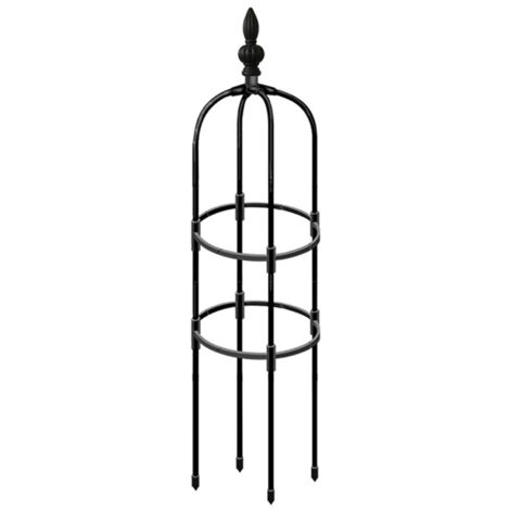 Tuteur Obélisque Garden Innov Stackable Noir Hauteur 90-210cm Diamètre 32cm Steel et Plastique Époxy Design Bird Top Cage Conique Multi Usage Roses Fruits Tomates Perennes