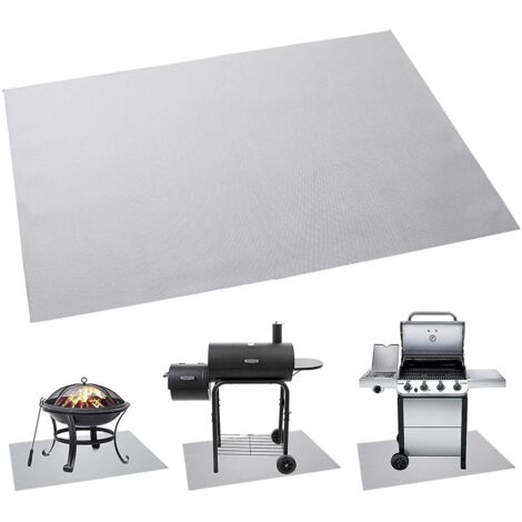 Tapis de Protection Grill - Mat Prévention Feu Isolation Thermique Silicone Fibre de Verre 80x60 cm Argent - Accessoire BBQ Camping Plage Terrasse (1/5)