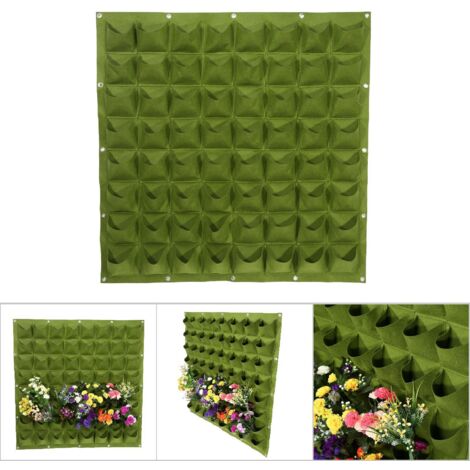 Sac Vertical de Culture Felt 64 Poches - Sac de Plantation pour Mur et Balcon Vert / Noir (1/5)