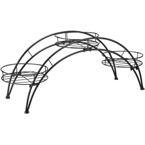 Étagère pour Pots de Fleurs Arc en Métal - Structure Solide - 3 Plateaux - Noir - 30 x 70 x 25 cm - Facile à Installer (1/5)