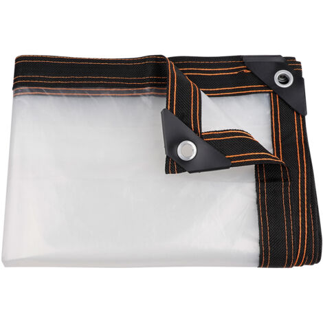 Housse de protection pour serre PE 0.14mm 3x3m transparente anti-UV, anti-pluie, anti-vent avec 12 élastiques de fixation (1/5)