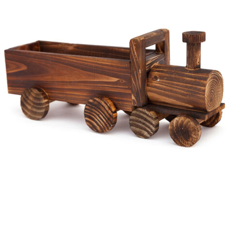Pot de fleur Vintage en Bois - Jardinière Design Naturel pour Succulentes, Air Plants et Déco Intérieure - Dimensions 37x9x15cm - Contenu: 1 Pot (1/5)