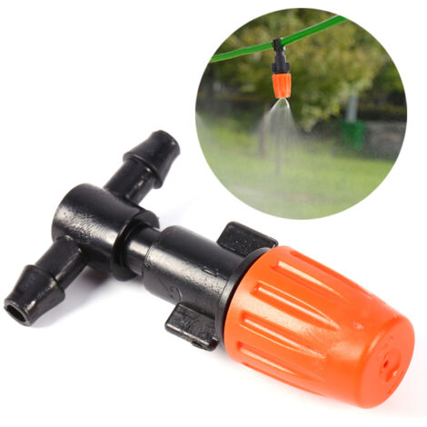 Atomisateur d'irrigation ajustable pour plantes avec connecteur té et spray en plastique orange (1/5)