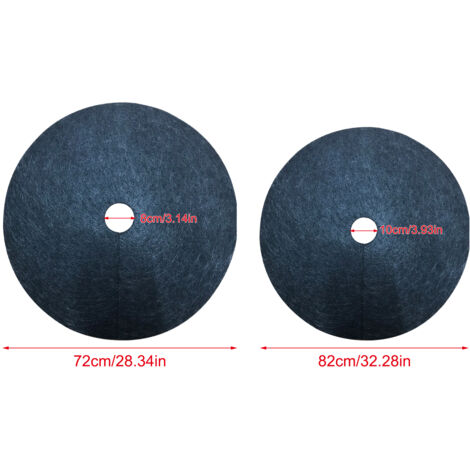 Tapis Anti-herbes Non tissé pour Arbres/Plantes [2x / Noir / Diamètre 72cm & 82cm] (1/5)