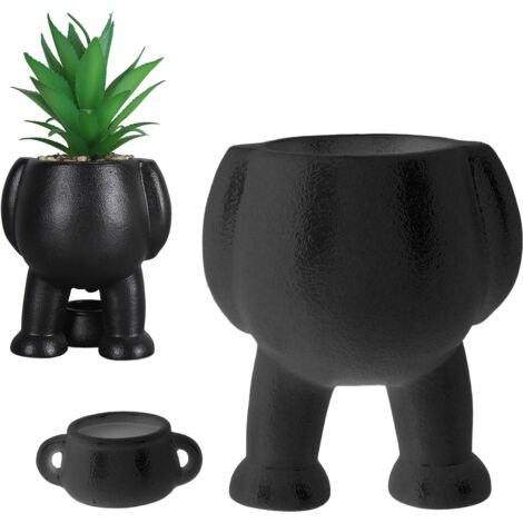 Pot de Fleurs Ceramique Simulation Personnage Petit Decoration Urinant Bureau Desktop Succulentes Noir Taille 12.5cm Materiel Ceramique 513g (1/5)