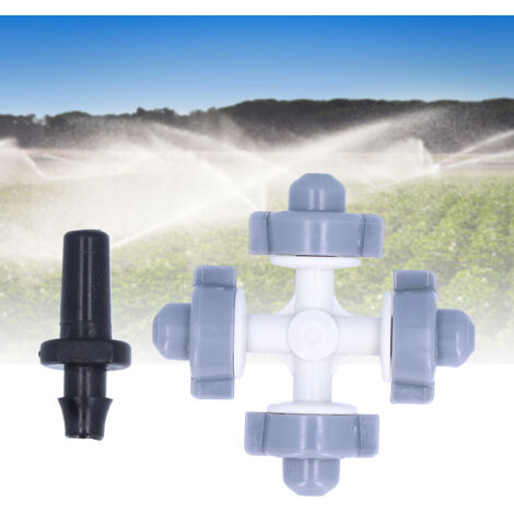 Atomisation d'Arrosage - Kit de 50 Sprinklers à 4 Jets et Crochets - Plastique Gris 6cm Irrigation de Jardin (1/5)