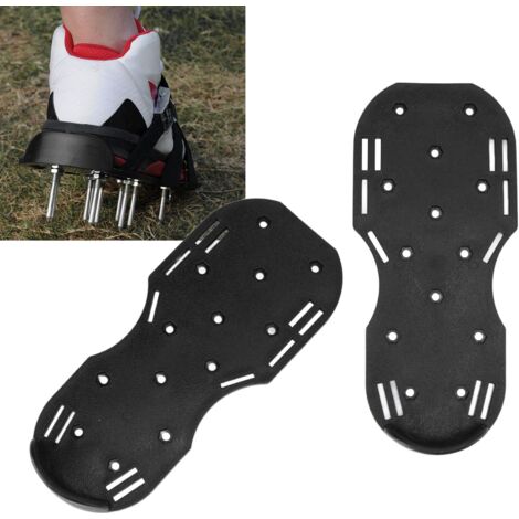 Chaussures Aérateur pour Jardin avec Semelles en PP et Attaches Métal Zinc - 2 Plaques 29.5cm avec 27 Clous 57mm pour Gazon Vert et Épais (1/5)