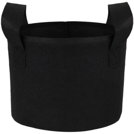 Sac de Culture en Felt avec Base Plate - Lot de 1 - Noir - Multi-Tailles (18x15cm à 30x35cm) pour Patio, Balcon et Jardinage de Tomate, Oignon, Carotte (1/5)