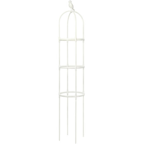 Tuteur pour Plantes 30x150cm Blanc Support Potager en Acier Inoxydable et Plastique pour Tomates et Fleurs