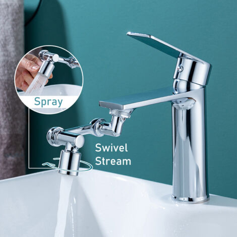 [Flexible Water Tap Extender] Rotating Faucet Extender 1080° Swivel with Spray Mode Kitchen Sink Extension Brass (1/5)