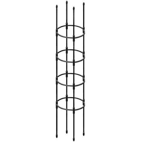 Treillis Obélisque de Jardin en Acier Inoxydable - Diamètre 25cm avec Design Top Bird, Hauteur Modulable (75cm / 105cm / 135cm / 165cm), Coque Époxy Noir (1/5)