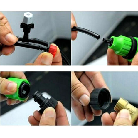 [Kit de irrigation micro] + [T5M10] + [Haute performance] Système de pulvérisation d'eau avec tuyau PVC 5m et 10 diffuseurs pour jardin, patio et terrasse (1/3)