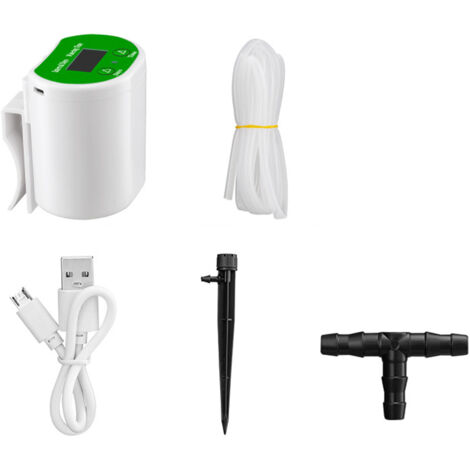Kit de Irrigation Goutte à Goutte Automatique Abs Blanc 14x14x6cm pour Jardin Bureau avec Système Contrôle Temps d'Arrosage (1/5)