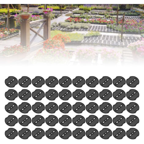 Rondelles de fixation pour piquets de jardin - 50 pièces - Plastique robuste - Dispositif d'ancrage double trou pour barrière anti-herbes, tissus et tentes (1/5)