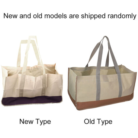 Sac de Transport pour Bois de Chauffage Large Capacité Oxford 600D (Khaki/Brun) - Support Transporteur Bûches Outdoor 64x30x33cm - 1 Unité (1/5)