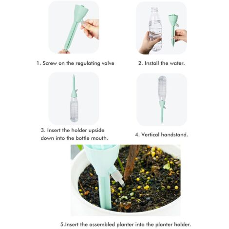 Kit d'irrigation goutte à goutte 3 pièces avec valves ajustables - Système d'arrosage automatique pour plantes, plastique, 17.5x5cm, vert/rose/blanc (1/5)