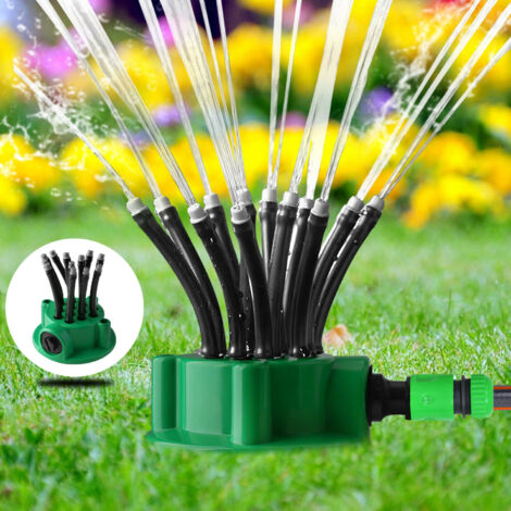 Arroseur de Jardin Polyvalent Tête 12 Jets Flexibles Rotation 360° Piquet Pluie Patio Système d'Arrosage Extérieur (1/5)