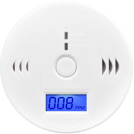 [CO Detector Alarm Sensor] + Custom + CO-SENSOR-LCD + [LCD Display, Battery Powered] - 3  AA Batteries, ABS White, 10040mm (1/5)