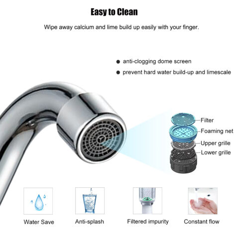 Robinet Cuivre RV 360° Rotation Robinet d'Évier de Cuisine Single-Handle Robinet Économiseur d'Espace Polié Chrome Portable Cuivre (1/5)