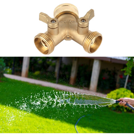Diviseur d'eau Y Double Brasage G3/4 avec Valves de Balle pour Potager Serre Jardin (1/5)