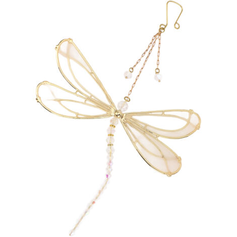 Attrape-Soleil Dragonfly en Cristal avec Pendentif - Crystalis - Modèle Fleur de Lotus - Métal Brillant - 15x15.5cm - Effet Arc-en-Ciel Unique (1/5)