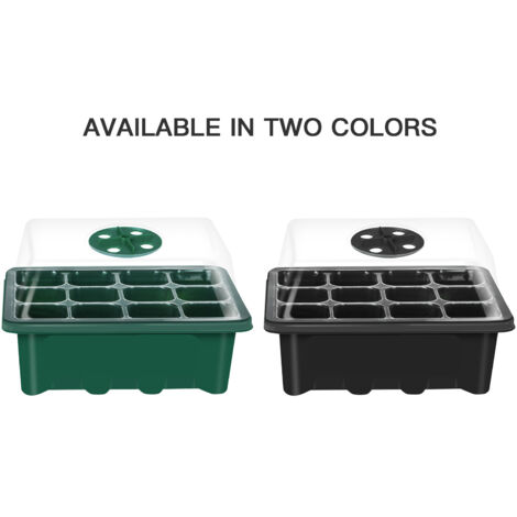 Seedling Starter Tray Kit: Propagateur en PVC avec 120 Cellules (Trous), Couvertures Régulables et Kit d'Accessoires de Plantation, en Vert ou Noir, pour Fruits, Fleurs et Jardinage (1/5)