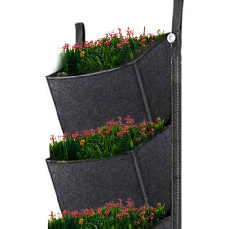 Sac de Culture Suspendu à 6 Poches Pots Planteur Jardinière Murale Verticale Poche de Culture Aérée Support de Plantation en Felt 30cm x 98cm (1/5)