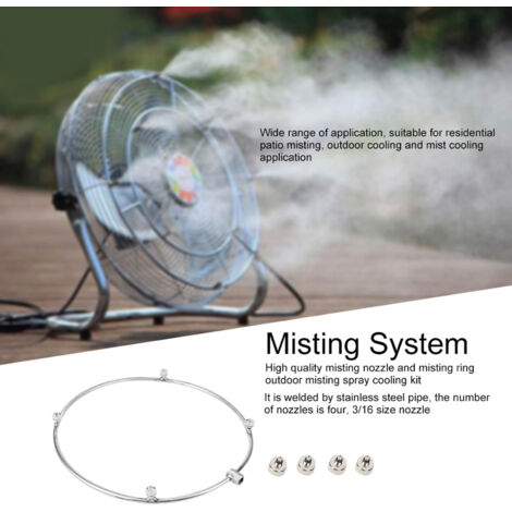 Kit Misting pour Patio et Terrasse : Set Ring de Pulvérisation 4 Nozzles 3/16 avec Tubulure en Acier Inoxydable pour Système Cooling Outdoor (1/5)