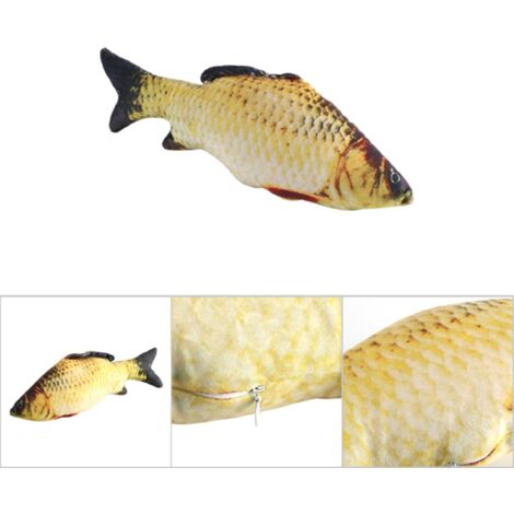 Housse de coussin déco maison forme de poisson carpé 3D simulé en peluche PP coton pour cadeaux enfants et sofa doré 40cm (1/5)