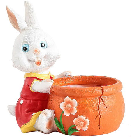 Pot de Fleurs Resin avec Trou de Drainage - Pot Cartoon Rabbit Multicolor - Lot 1 Pièce - Matériau: Resin - Dimensions: 16.8 x 8 x 17.7 cm (1/5)