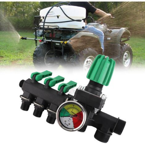 Vanne de Commande Pulvérisateur Agricole ABS 3 Voies Splitter avec Gauge de Pression