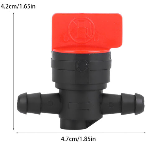 Robinet d'arrêt carburant 1/4" coupe-circuit 5 pièces plastique noir rouge pour tondeuse à gazon et débroussailleuse (1/5)