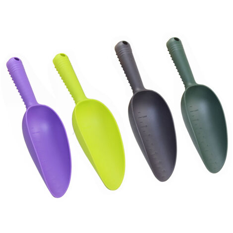 [Set de 4 Mini Pelles en Plastique PP] Ergonomique, Anti-dérapant, Gradué avec Trou pour Suspension - Idéal pour Jardinage, Bacs à Sable et Plantation Précise des Bulbes (Dimensions: 30x9cm) - Vert Te (1/5)