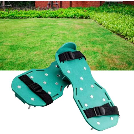Chaussures d'aération du jardin pour soin de la pelouse semelle épaisse en caoutchouc avec crampons métalliques et sangles ajustables (1/5)