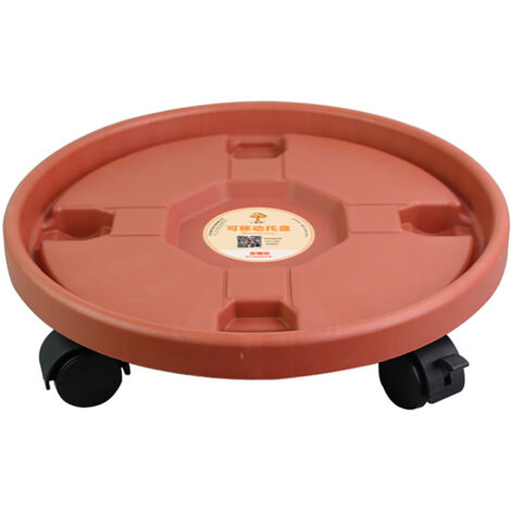 Sous-tasse à roulettes pour pots et plantes mobiles - Bac de transport ABS épais avec roues pivotantes et bordure anti-débordement - Modèle 330 Rouge brique (4 roues, Ø33cm) (1/5)