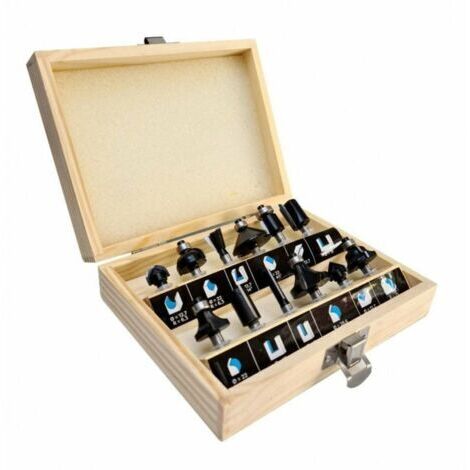 [Fraises à Défoncer] [Haute Qualité] [Carbure] [12 Mèches] Coffret de Fraises à Rainurer en Carbure pour Bois Massif et MDF - Diamètre Queue 6 mm (1/4)