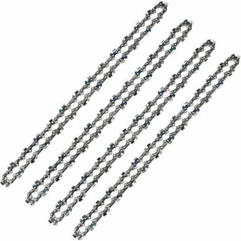 Chaîne de tronçonneuse 52 maillons, pas 3/8 LP, jauge .050, faible rebond, lot de 4 (1/4)