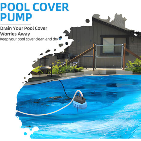 Pompe de couverture de piscine submersible 75W 2000L/H avec 3 adaptateurs et tuyau de drainage pour évacuation rapide et efficace des eaux