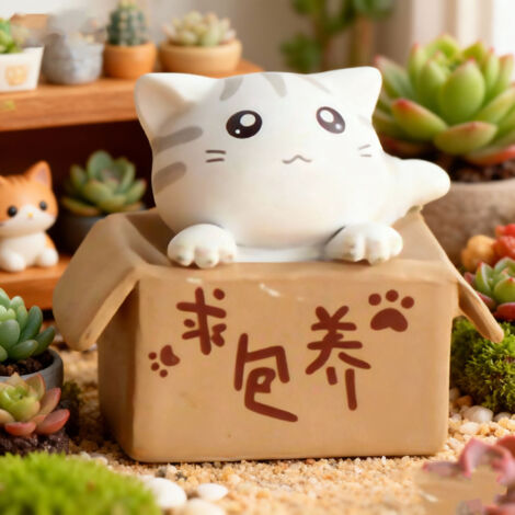Figurine de Chat Cartonné Blanc - PVC 50g - Décor de Table Maison Bureau Voiture - Micro Paysage Cadeau Original (1/5)